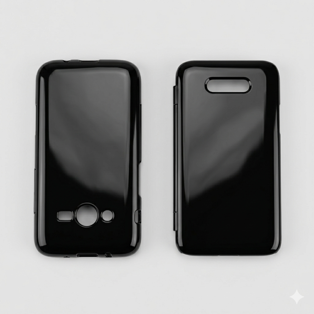3D-printed phone case prototype in Black TPU