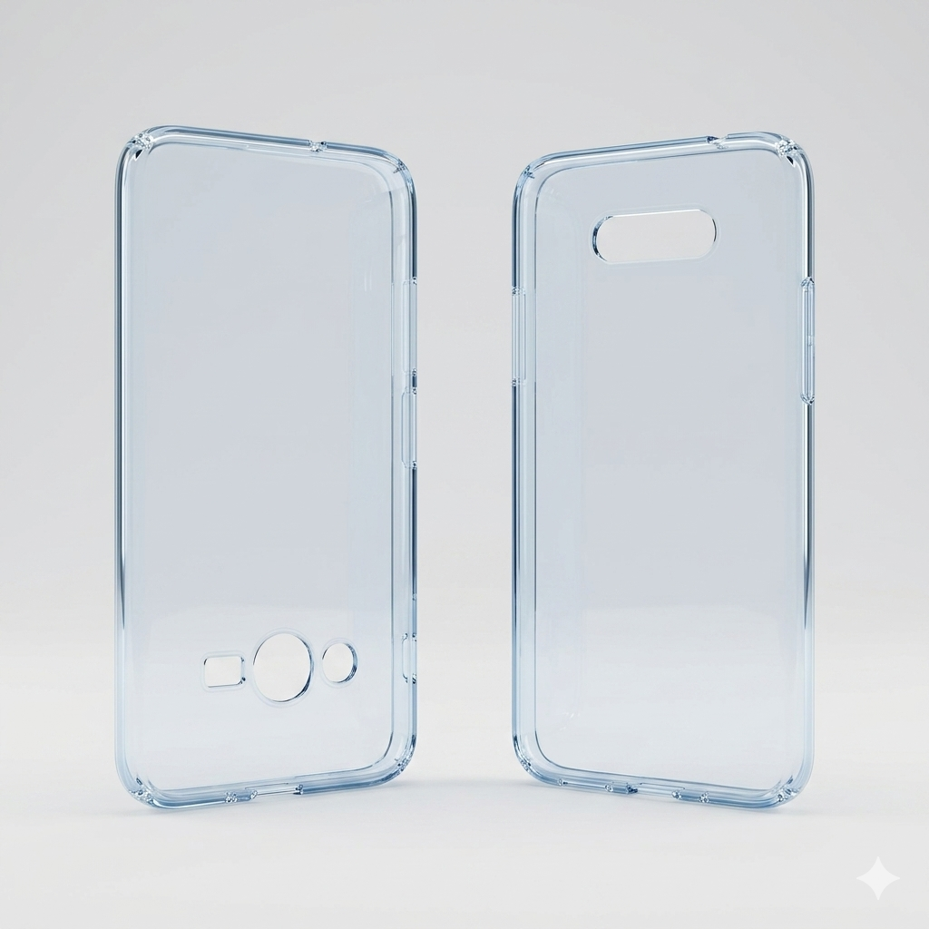 3D-printed phone case prototype in Clear TPU