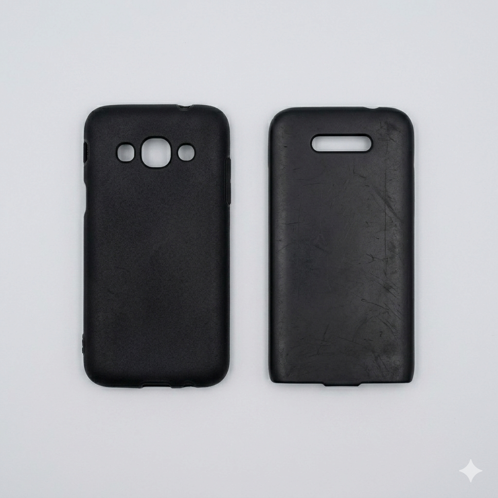 3D-printed phone case prototype in Matte Black TPU