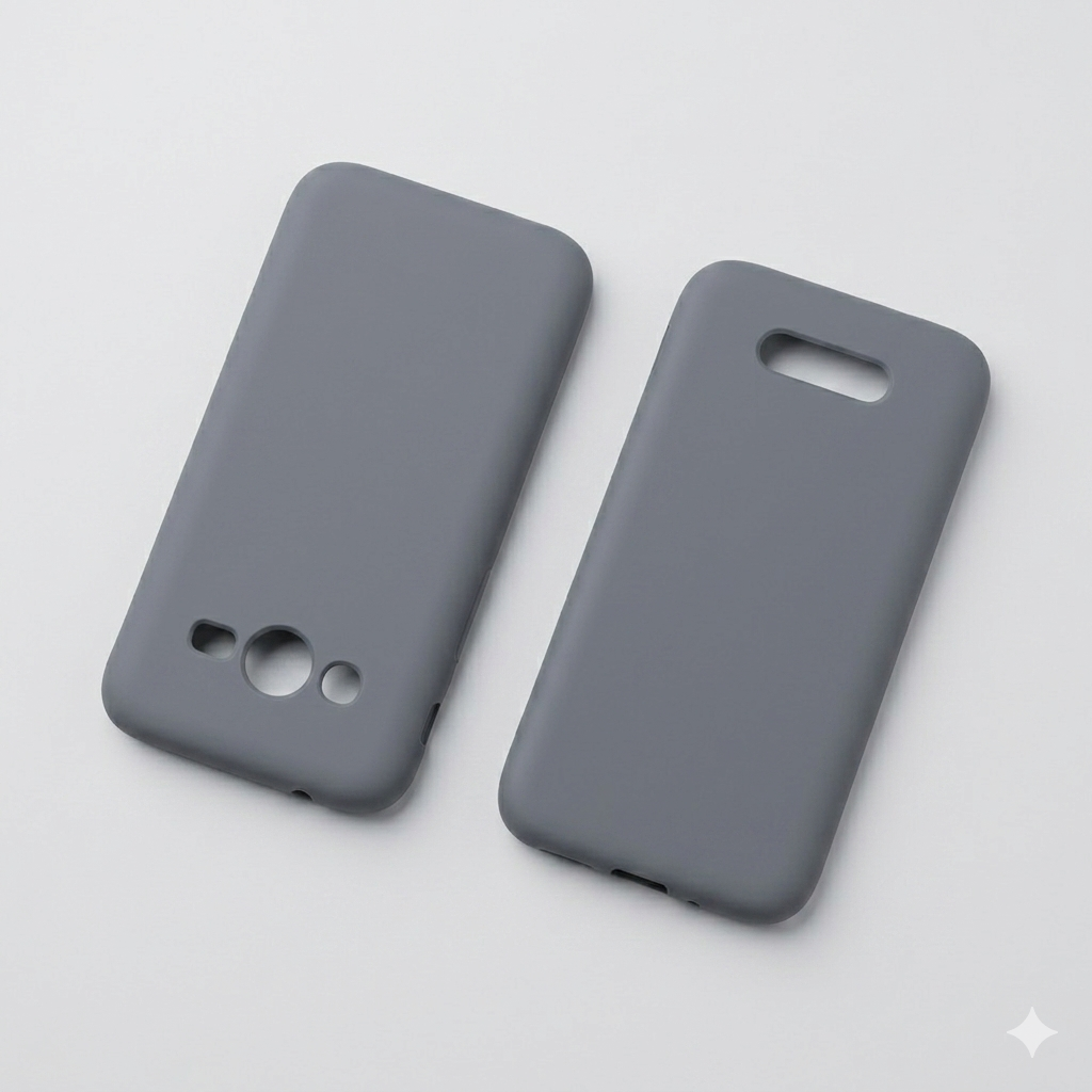 3D-printed phone case prototype in Matte Slate Grey TPU