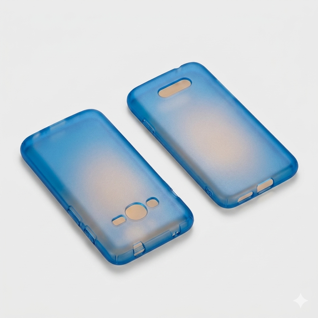 Semi-Matte Blue TPU phone case prototype