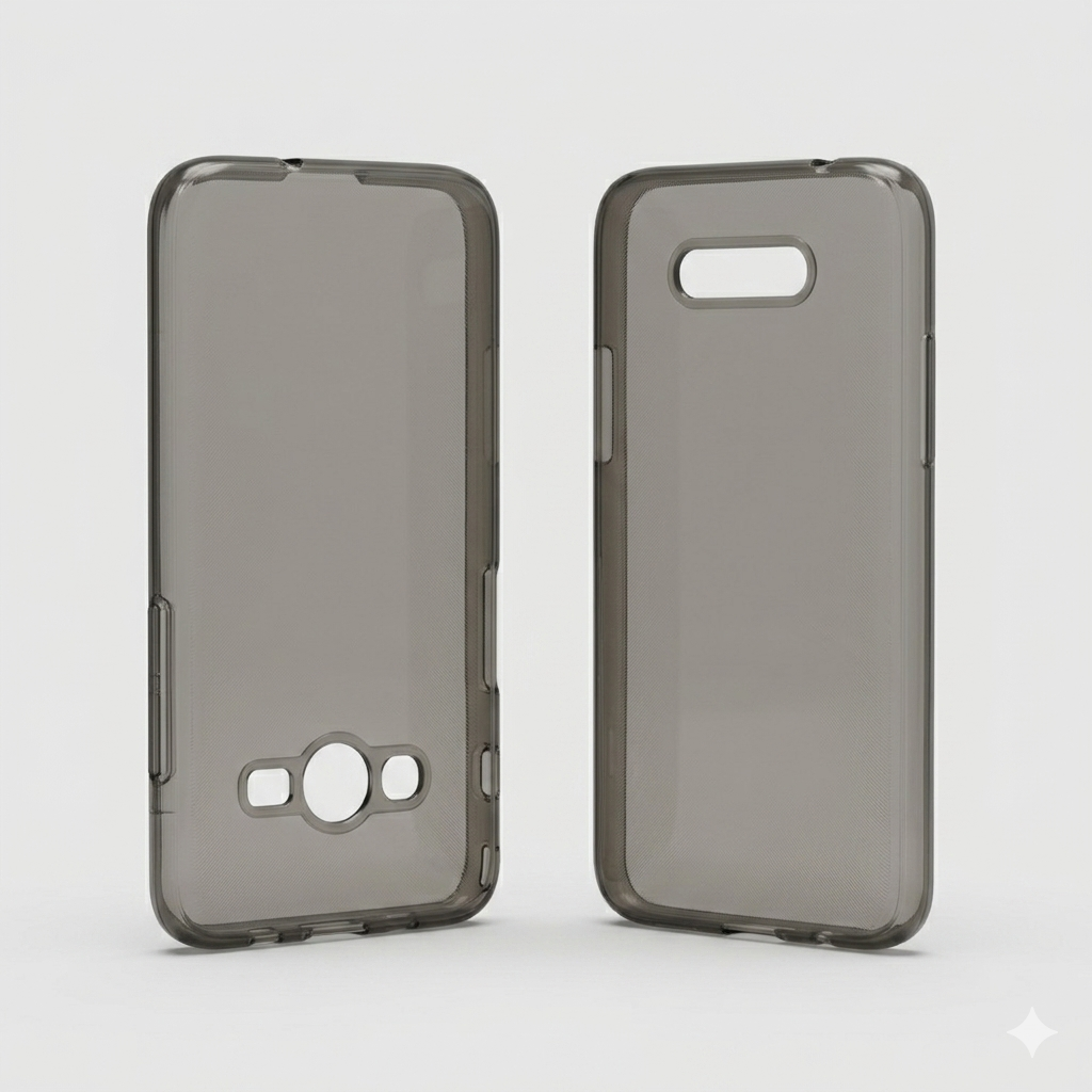 3D-printed phone case prototype in Slate Grey TPU